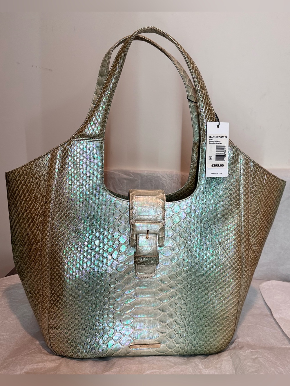 Brahmin NWT Large Carla Market Tote in Green Velocity — Rare!